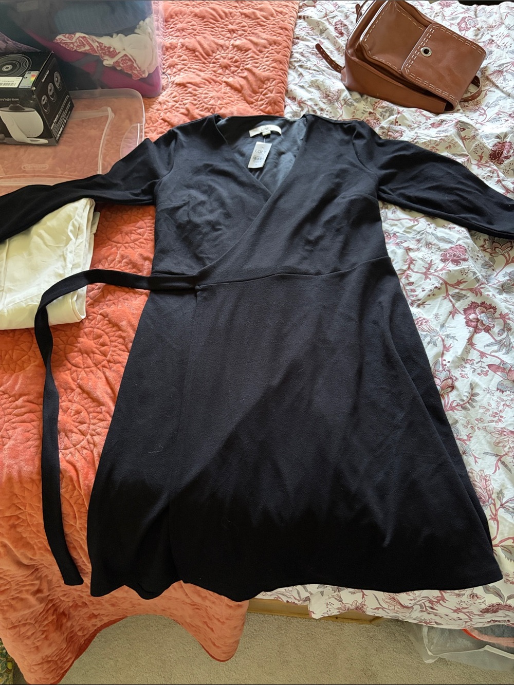 LOFT medium black wrap dress, NWT